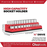 Magnetic Socket Organizer 2Row Holder for 1/4" 3/8" 1/2" Drive Sockets