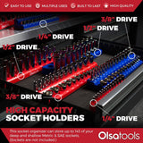 Magnetic Socket Organizer 2Row Holder for 1/4" 3/8" 1/2" Drive Sockets