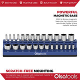 Magnetic Socket Organizer 2Row Holder for 1/4" 3/8" 1/2" Drive Sockets