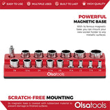 Magnetic Socket Organizer 2Row Holder for 1/4" 3/8" 1/2" Drive Sockets