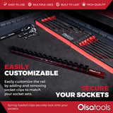 Magnetic Aluminum Socket Organizer Rail - Holds 24 Sockets