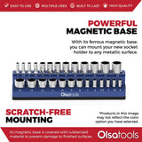 Magnetic Socket Organizer 2Row Holder for 1/4" 3/8" 1/2" Drive Sockets