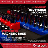 Magnetic Socket Organizer 2Row Holder for 1/4" 3/8" 1/2" Drive Sockets