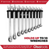 Magnetic Wrench Organizer Rack – Holds 10 SAE & Metric Wrenches