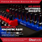 Magnetic Socket Organizer 2Row Holder for 1/4" 3/8" 1/2" Drive Sockets