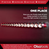 Magnetic Aluminum Socket Organizer Rail - Holds 24 Sockets