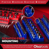 Magnetic Socket Organizer 2Row Holder for 1/4" 3/8" 1/2" Drive Sockets