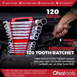12-Piece 120 Tooth Ratcheting Wrench Set with Extractor Feature