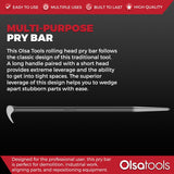 Rolling Head Pry Bar Set - 6" & 16" CR-V Steel, 1400 lbf-in Leverage