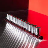 Magnetic Aluminum Socket Organizer Rail - Holds 24 Sockets