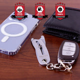 Bolt size finder keychain tool for quick and easy bolt size identification.