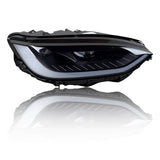 LED Headlight Assembly for Tesla Model X (2016-2023) with chrome housing, sequential turn signals, and cold white light.