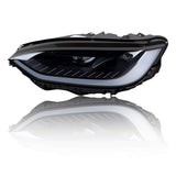 LED Headlight Assembly for Tesla Model X (2016-2023) with chrome housing, sequential turn signals, and cold white light.