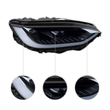 LED Headlight Assembly for Tesla Model X (2016-2023) with chrome housing, sequential turn signals, and cold white light.