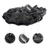 LED Headlight Assembly for Tesla Model X (2016-2023) with chrome housing, sequential turn signals, and cold white light.