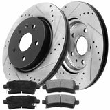 JADODE Brake Rotors Front & Rear Drilled & Slotted Disc Brake Rotors + Ceramic Pads + Cleaner & Fluid for 2010 2011 2012 2013 2014 2015 Chevy Camaro
