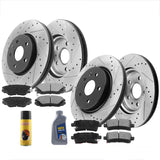 JADODE Brake Rotors Front & Rear Drilled & Slotted Disc Brake Rotors + Ceramic Pads + Cleaner & Fluid for 2010 2011 2012 2013 2014 2015 Chevy Camaro