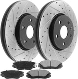 JADODE Front Drilled Rotors + Brake Pads for Chevy Equinox Malibul Impala GMC Terrain