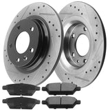 JADODE Rear Drilled Brake Rotors & Brake Pads for 2014-2016 Chevy Impala Limited