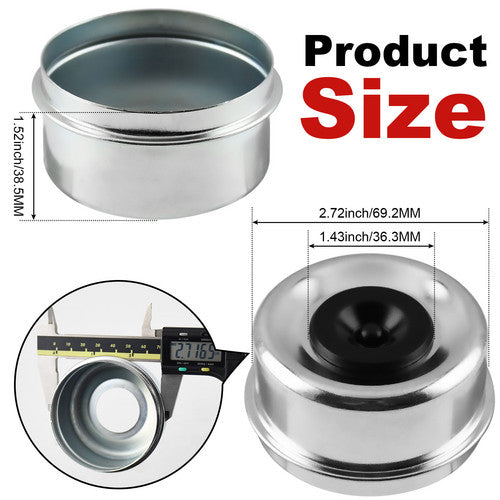 Trailer Axle Bearing Hub Cap Dust Cap Cup 2.72'' Grease Cover for 7000-8000 Pound