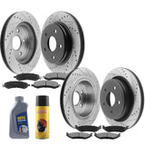 JADODE Front & Rear Drilled and Slotted Brake Rotors Disc + Ceramic Pads for Chrysler Aspen, Dodge Durango Ram 1500-5 Lugs-w/Cleaner & Fluid