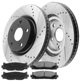 JADODE Front & Rear Brake Rotors + Ceramic Pads for 2013-2018 Lexus ES300h,ES350, 2013-2018 Toyota Avalon, 2012-2017 Toyota Camry-w/Cleaner & Fluid