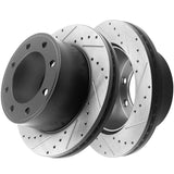 JADODE Rear Drill Brake Rotors + Ceramic Pads For Ford F-250 F-350 Super Duty 4WD SRW