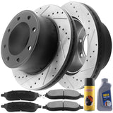 JADODE Rear Drill Brake Rotors + Ceramic Pads For Ford F-250 F-350 Super Duty 4WD SRW