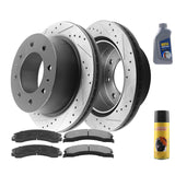 JADODE Rear E-Coat Brake Rotors &Brake Pads For 2011-20 Chevy Silverado GMC Sierra 2500