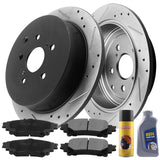 JADODE Rear Coat Black Brake Rotor&Brake Pad for Toyota Sienna Highlander RX350 RX450H