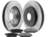 JADODE Front Bake Rotors + Ceramic Brake Pads Fit Cadillac Escalade, Chevy Avalanche Silverado Suburban Tahoe,GMC Yukon XL - 6 Lugs -w/Cleaner & Fluid