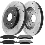 JADODE Front Bake Rotors + Ceramic Brake Pads Fit Cadillac Escalade, Chevy Avalanche Silverado Suburban Tahoe,GMC Yukon XL - 6 Lugs -w/Cleaner & Fluid