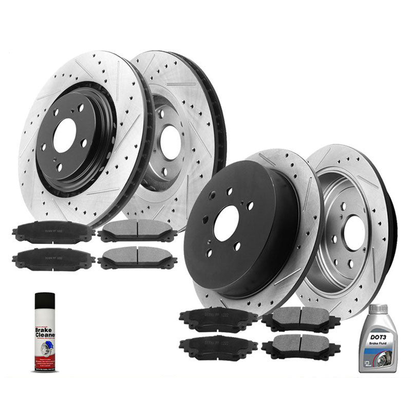JADODE Front & Rear Brake Rotors + Ceramic Pads for 2010-2015 Lexus RX350,RX450H, 2014-2019 Toyota Highlander,2011-2020 Toyota Sienna-Cleaner & Fluid