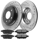 JADODE Rear E-Coated Drilled Slotted Brake Rotors + Brake Pads for 06-10 Fusion Mazda 6