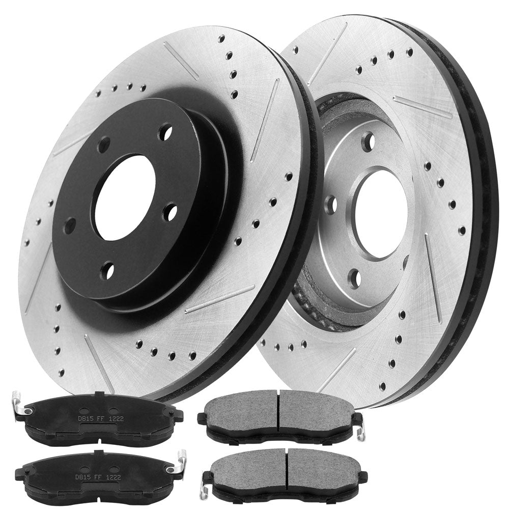 JADODE Front Drilled Slotted Brake Rotors and Brake Pads For 2007-2012 Nissan Altima