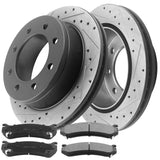 JADODE Rear Brake Rotors & Brake Pads For Chevy 2000-05 Silverado 2000-04 Sierra 2500