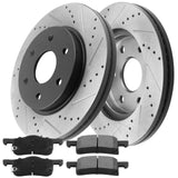 JADODE Rear Drill Slot Brake Rotors and Brake Pads for Buick Enclave Chevy Traverse